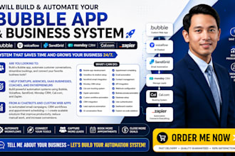 bubble app voiceflow sendgrid monday crm calcom booking zapier automation