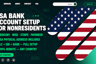create USA bank mercury payoneer  stripe slash wise for US llc non resident