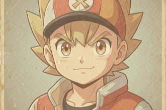 draw a pokemon portrait in vintage style