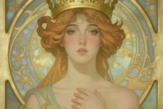 design art nouveau neo traditional vintage portrait