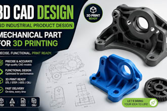 do 3d cad design 3d industrial product design mechanical part for 3d printing