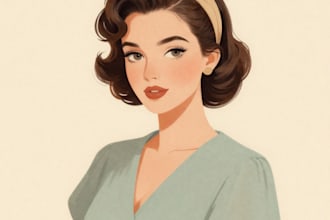 draw portrait illustration with retro vintage style
