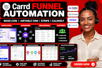 carrd funnel makecom automation stripe airtbale crm integration calendly booking