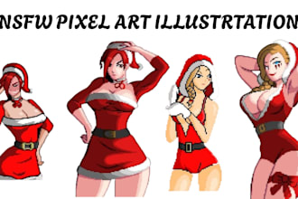 draw nsfw pixel art animation character sprite sheet and pixel game art