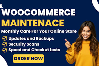 provide monthly woocommerce maintenance, security and speed care