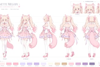 design a custom vtuber character concept art and design sheet