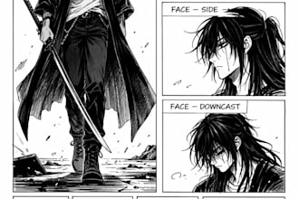 draw a webtoon illustration in manga and anime style