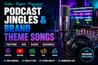 produce podcast jingle, youtube intro and outro theme song, brands ads song