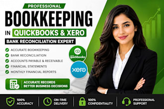 do bookkeeping in quickbooks, xero and bank reconciliation