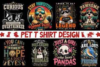 make vintage pet shop, skull logo and  streetwear t shirt design