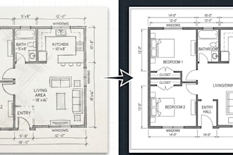 convert your handsketch to autocad dwg professionaly