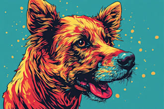 draw pop art of dog cat pet animal portrait