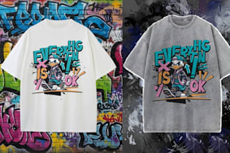 do custom t shirt graffiti scary cat logo