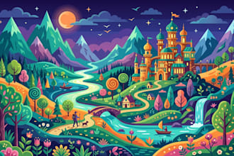 illustrate fantastic flat vector landscape illustration