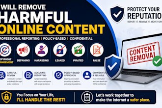 remove copyright,  infringing, defaming, harassing, false, leaked from internet