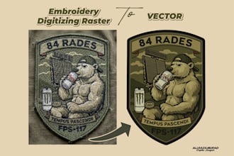 manually vector trace tactical logo, badge patch, military, png to vector