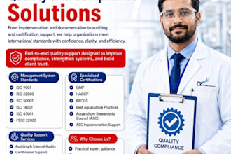 provide expert iso, haccp, and gmp consulting and audit support