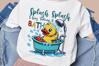 make vintage classic car, bath duck, climbing logo for t shirt design