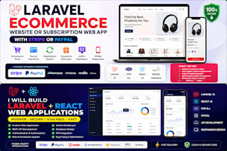 build a laravel ecommerce website with stripe or paypal
