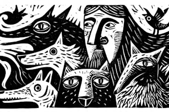 draw linocut illustration for t shirt design