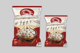 design a professional rice bag packaging design for food and retail brands