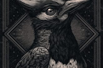 make dark art, concepts, linocut or woodcut illustrations
