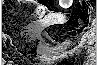 craft detailed dark art with woodcut or linocut style