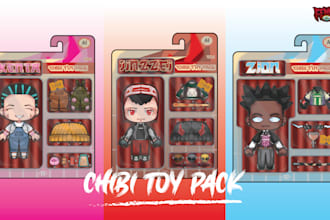 design chibi toy pack illustration