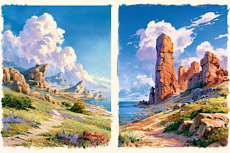 make awesome watercolor landscape design