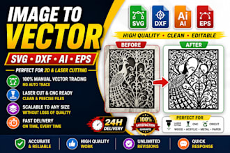 convert image to vector svg dxf for laser, cnc professioally