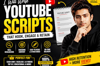 write engaging youtube scripts for cash cow, faceless and ai videos