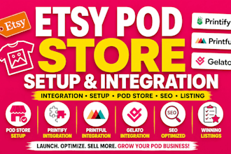 etsy pod store printify printful gelato integration setup pod store SEO listing