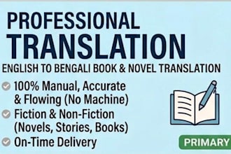 do professional book translation and novel translation in bengali