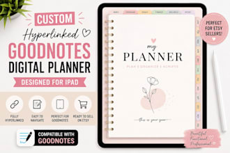 design an ipad goodnotes digital planner with hyperlinks for etsy