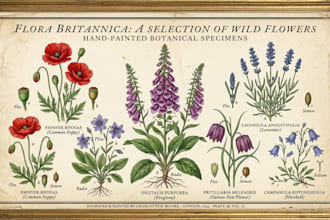 create a beautiful vintage botanical illustration poster