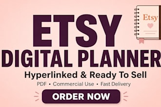 design a hyperlinked planner and etsy digital planner for your shop