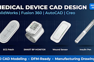 design ecg patch bp monitor wound sensor  insulin pen in solidworks 3d cad
