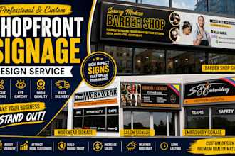 design professional shopfront signboard, storefront outdoor banner or signage