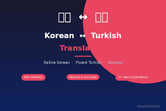 translate korean to turkish and turkish to korean professionally