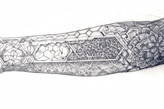 create sleeve tattoo design in geometric style
