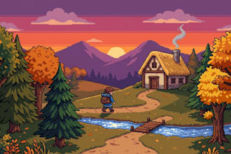 draw pixel art illustration or background