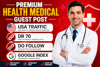 write and publish  quality health blogs on dr70 with dofollow backlinks
