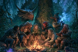 do group party character art, dnd party