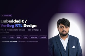 design embedded c firmware or verilog rtl for arduino, stm32, esp32, or fpga