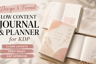design and format your  low content journal or planner for KDP