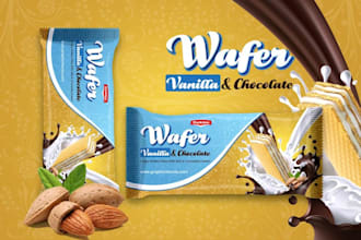 design a professional wafer packaging design for snacks and food brands