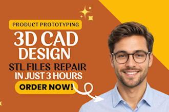 create, repair, modify,fix stl file, remesh stl file for 3d printing in 3 hours