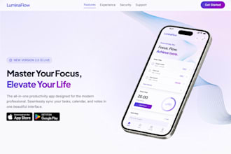 create a landing page UI UX design and prototype