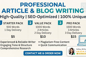 write high equality and engaging articles and blog posts