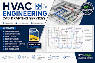 convert PDF, sketch, or image to autocad dwg hvac design